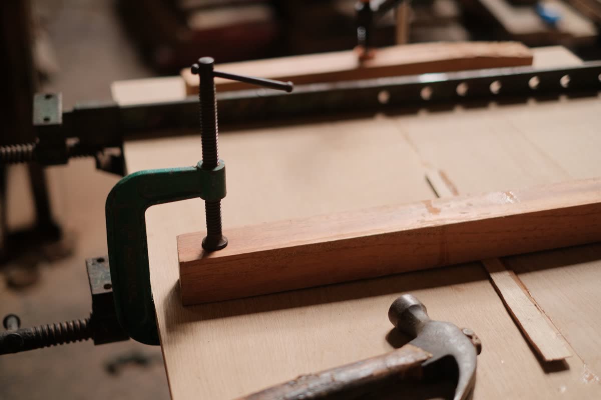 A clamped glue-up on the bench